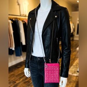 Pink Studded Crossbody Handbag